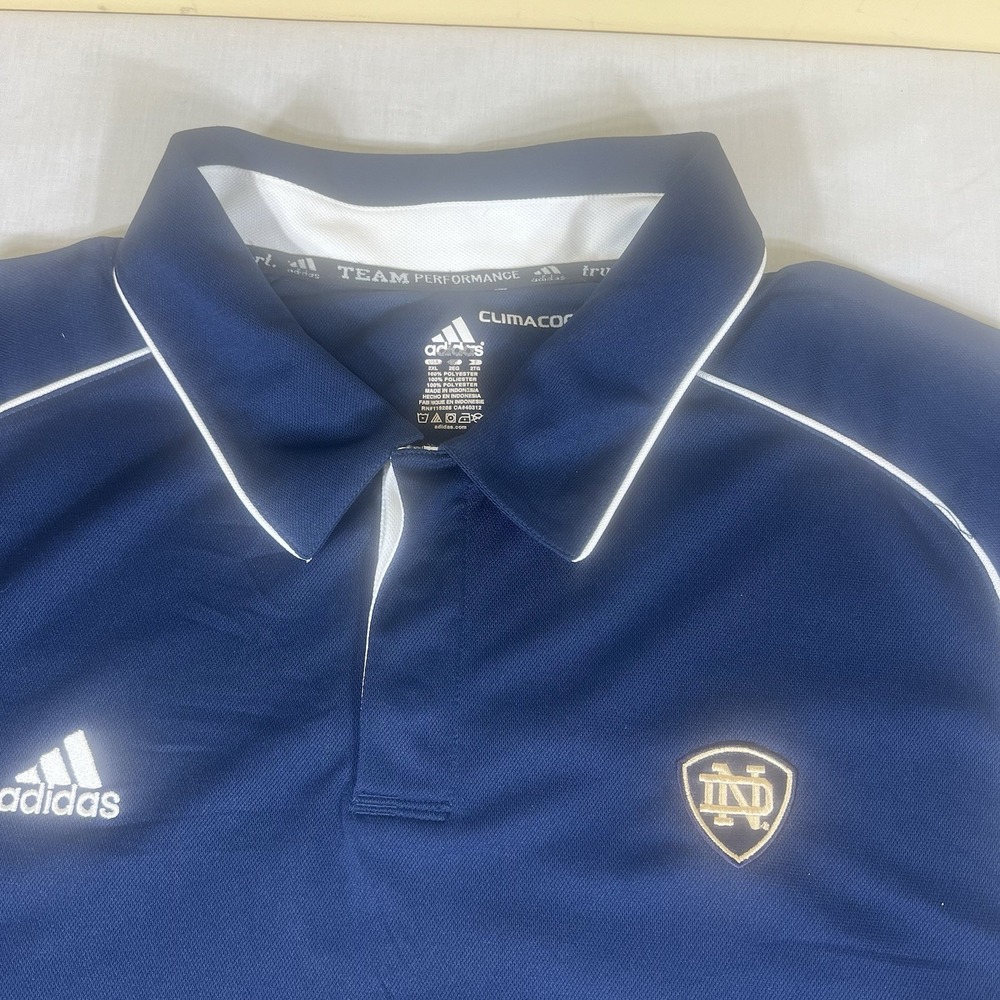 Adidas Climacool Notre Dame Fighting Irish Polo Shirt Men's 2XL Navy NCAA